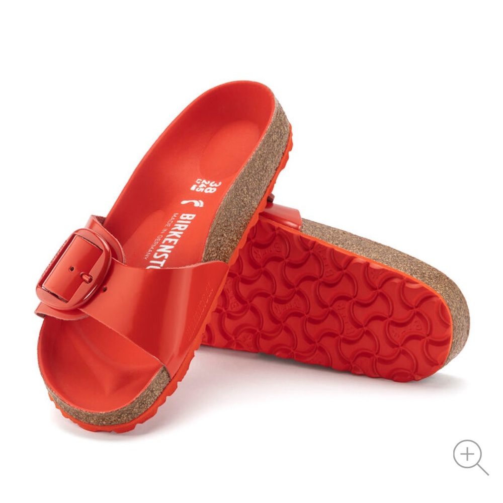 Birkenstock High Shine Tomato Madrid Big Buckle Narrow Fit Ladies US 7 EU 38 - Picture 2 of 7